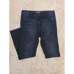 Y2K NoBo Womens High Rise Skinny Jeans Size 13/31 Waist Moto Stretch Dark Wash